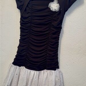 Black and White Ruched Dress